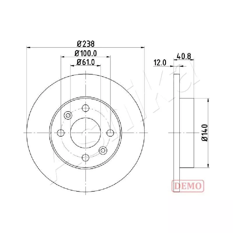 Jeu de 2 disques de frein avant ASHIKA 60-00-0714C