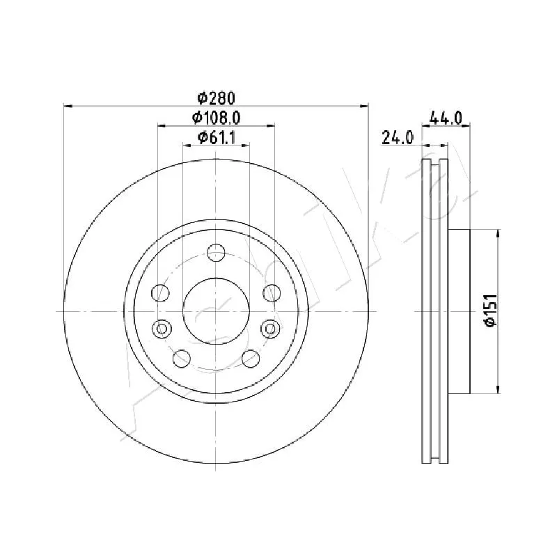 Jeu de 2 disques de frein avant ASHIKA 60-00-0716