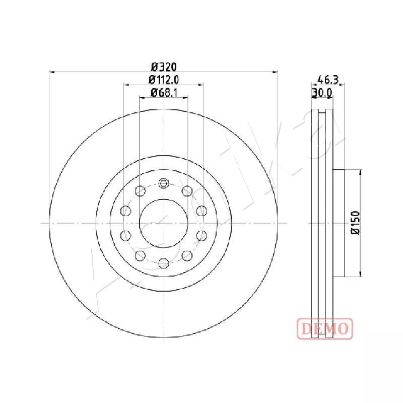 Jeu de 2 disques de frein avant ASHIKA 60-00-0909C