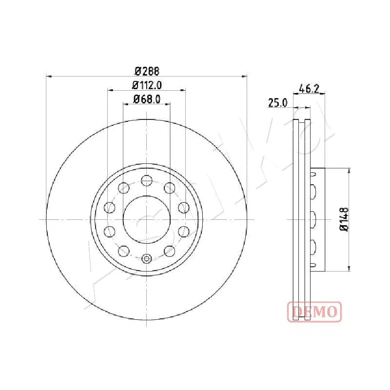 Jeu de 2 disques de frein avant ASHIKA 60-00-0910C