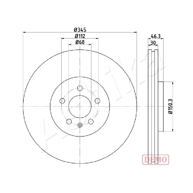 Jeu de 2 disques de frein avant ASHIKA 60-00-0912C