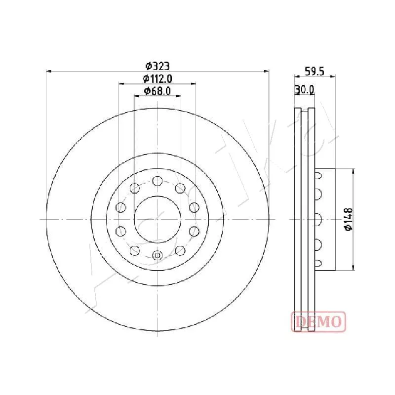 Jeu de 2 disques de frein avant ASHIKA 60-00-0922C