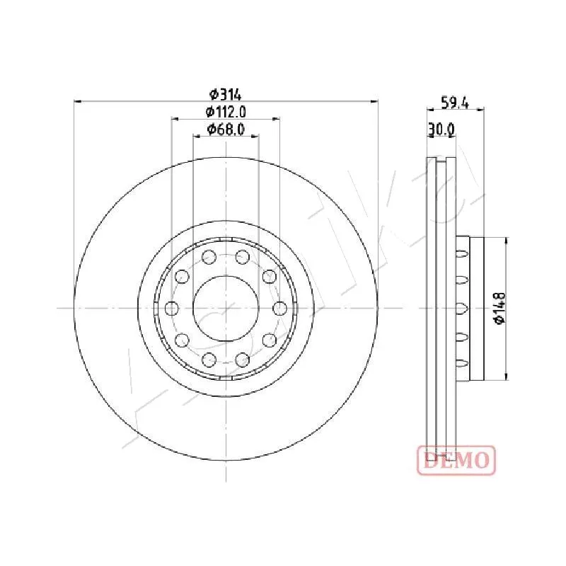 Jeu de 2 disques de frein avant ASHIKA 60-00-0924C