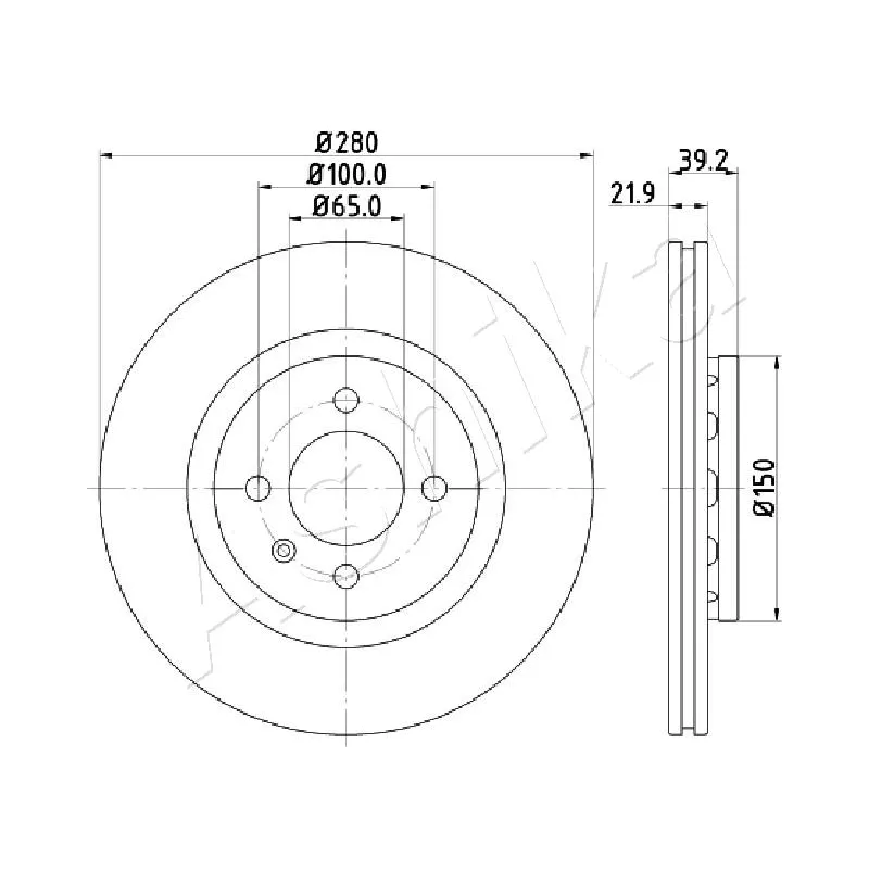 Jeu de 2 disques de frein avant ASHIKA 60-00-0940