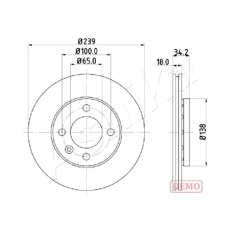 Jeu de 2 disques de frein avant ASHIKA 60-00-0952C