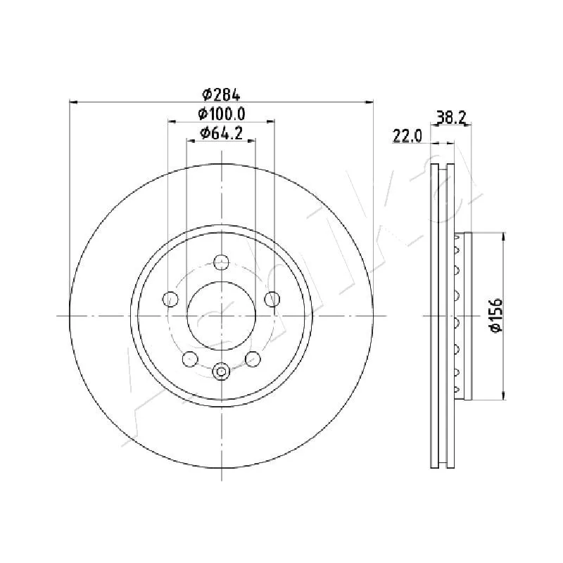 Jeu de 2 disques de frein avant ASHIKA 60-04-442