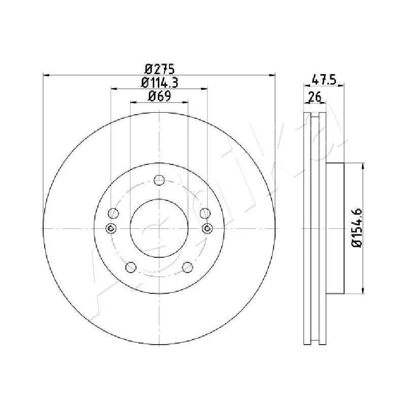 Jeu de 2 disques de frein avant ASHIKA 60-0H-H33