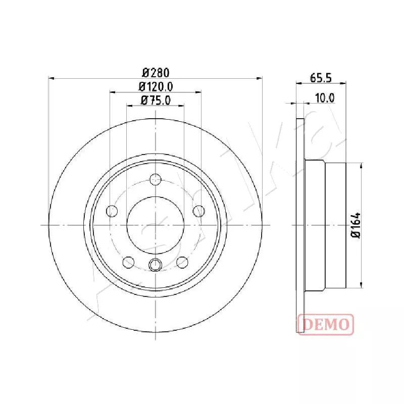Jeu de 2 disques de frein arrière ASHIKA 61-00-0100C