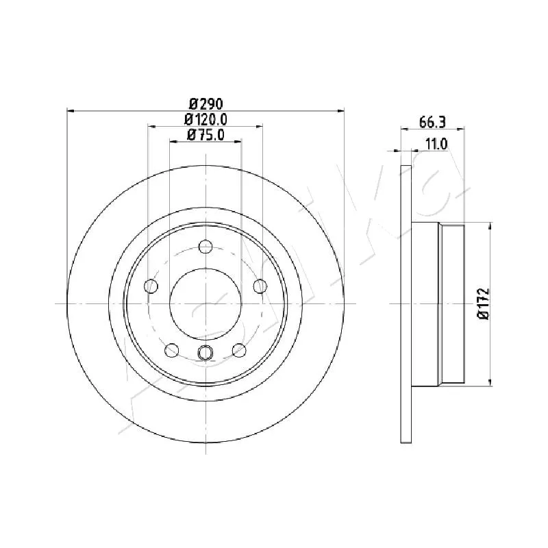 Jeu de 2 disques de frein arrière ASHIKA 61-00-0103