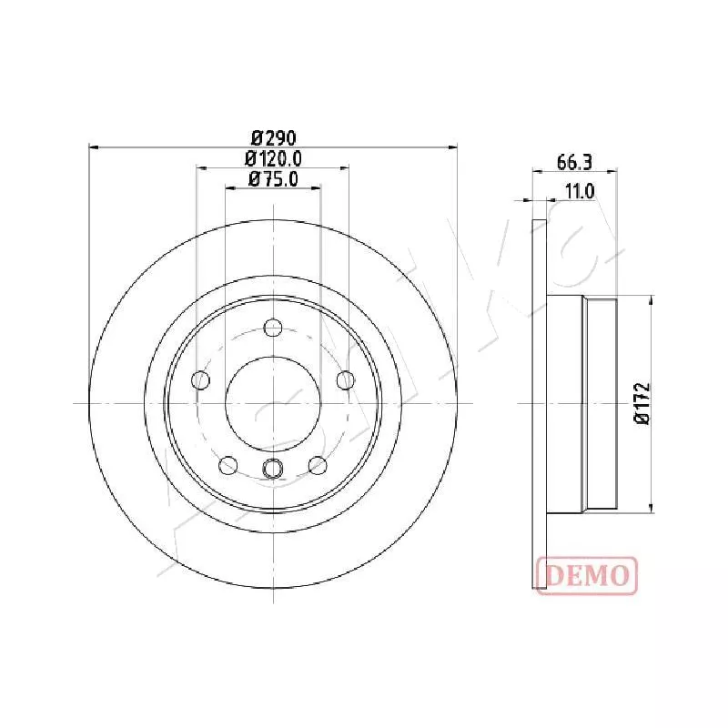 Jeu de 2 disques de frein arrière ASHIKA 61-00-0103C