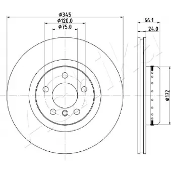 Jeu de 2 disques de frein arrière ASHIKA 61-00-0104