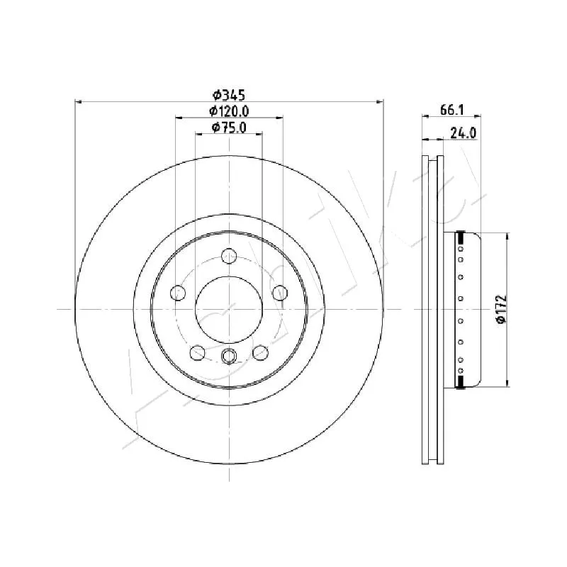 Jeu de 2 disques de frein arrière ASHIKA 61-00-0104