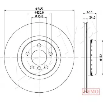 Jeu de 2 disques de frein arrière ASHIKA 61-00-0104C