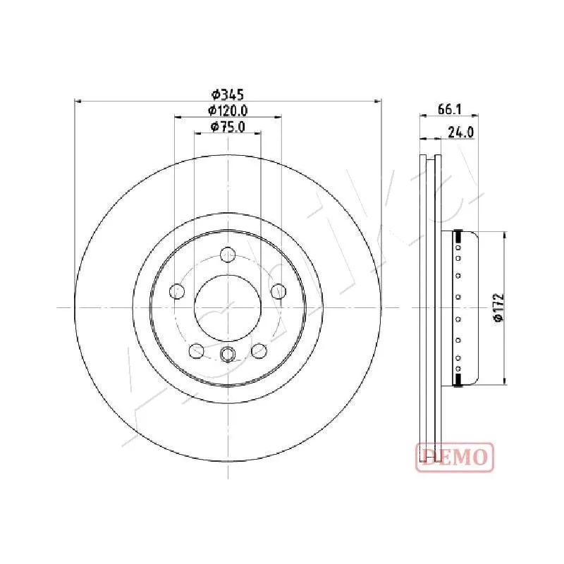 Jeu de 2 disques de frein arrière ASHIKA 61-00-0104C