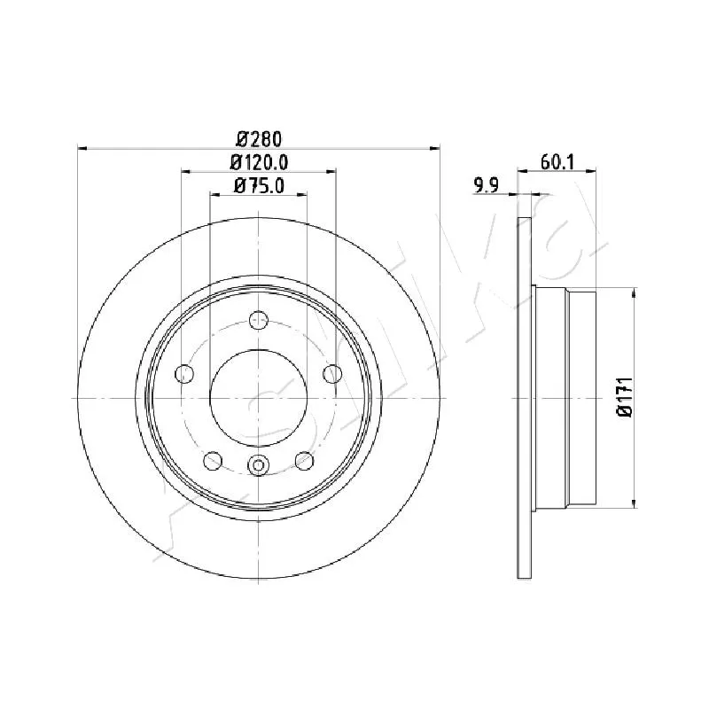 Jeu de 2 disques de frein arrière ASHIKA 61-00-0107