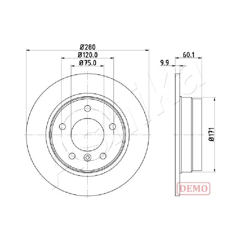 Jeu de 2 disques de frein arrière ASHIKA 61-00-0107C