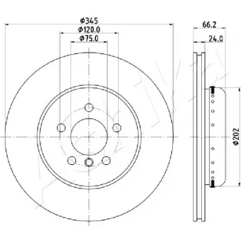 Jeu de 2 disques de frein arrière ASHIKA 61-00-0113