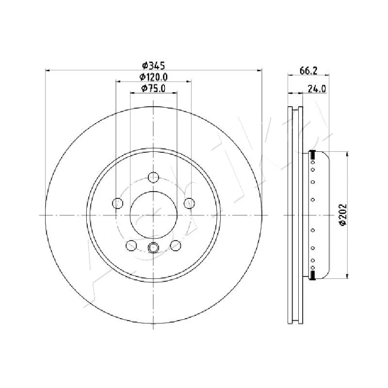 Jeu de 2 disques de frein arrière ASHIKA 61-00-0113