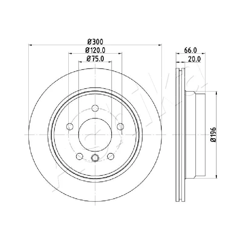 Jeu de 2 disques de frein arrière ASHIKA 61-00-0114