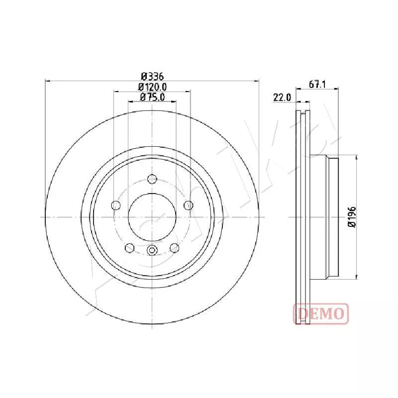 Jeu de 2 disques de frein arrière ASHIKA 61-00-0114C
