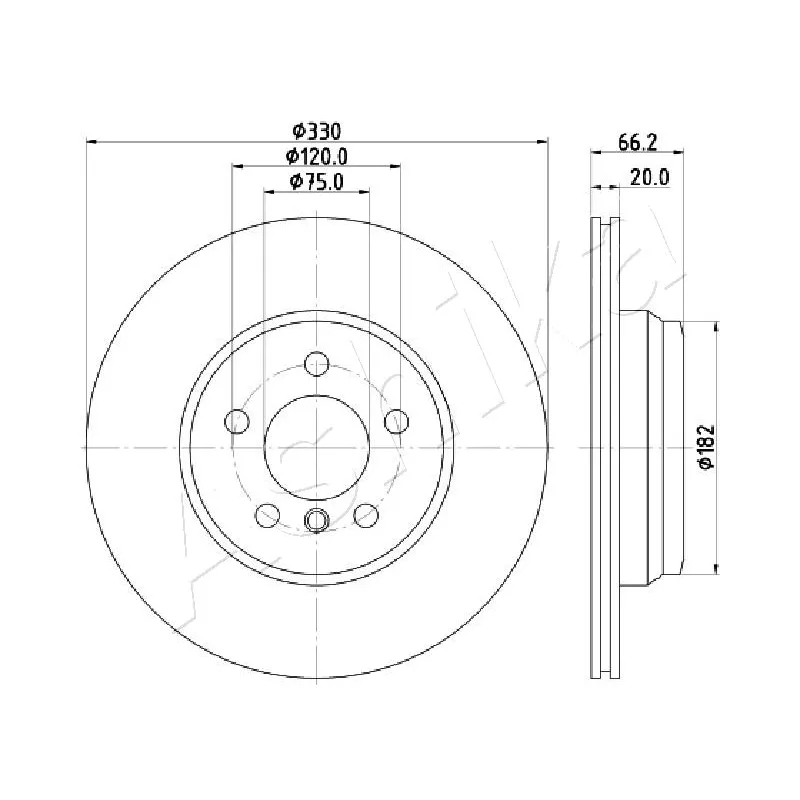Jeu de 2 disques de frein arrière ASHIKA 61-00-0115
