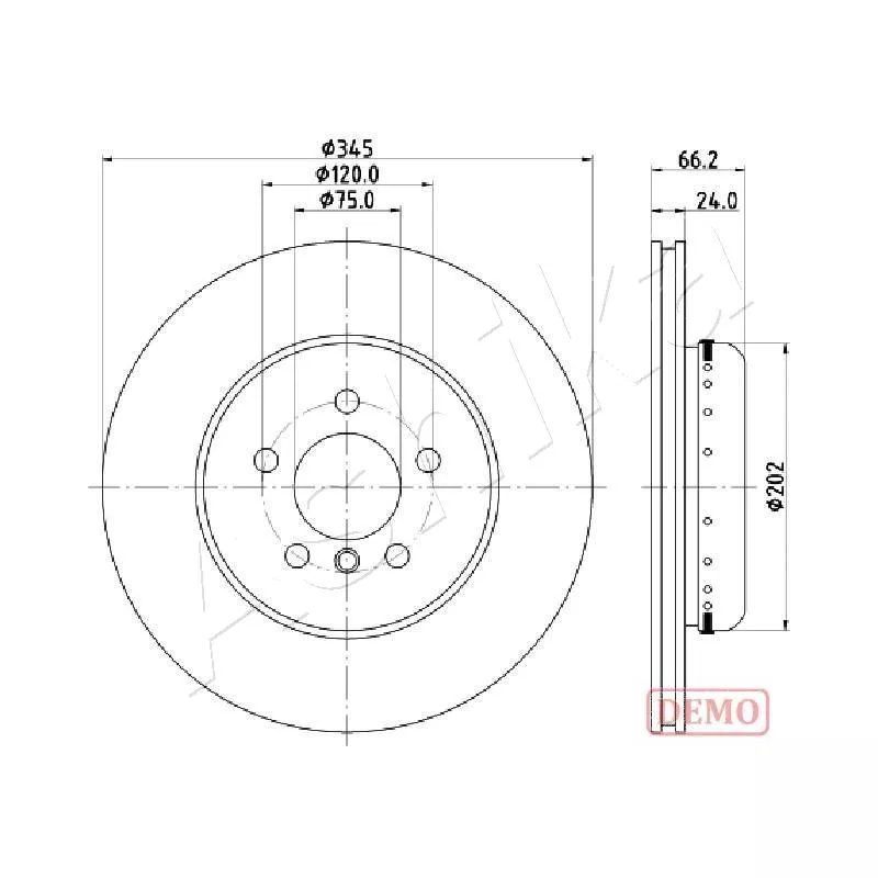Jeu de 2 disques de frein arrière ASHIKA 61-00-0115C
