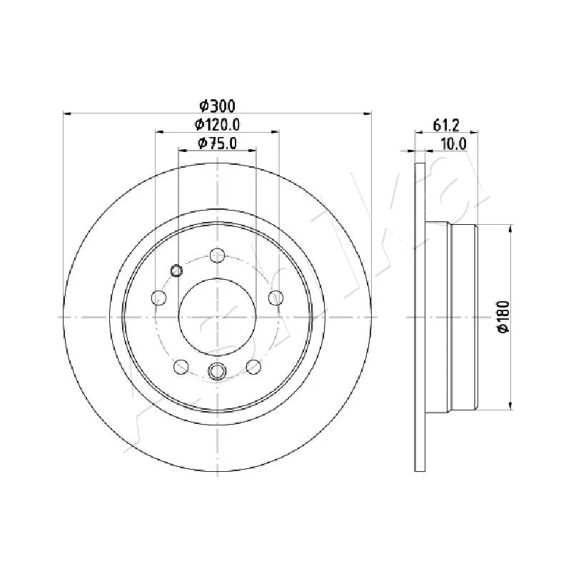 Jeu de 2 disques de frein arrière ASHIKA 61-00-0117