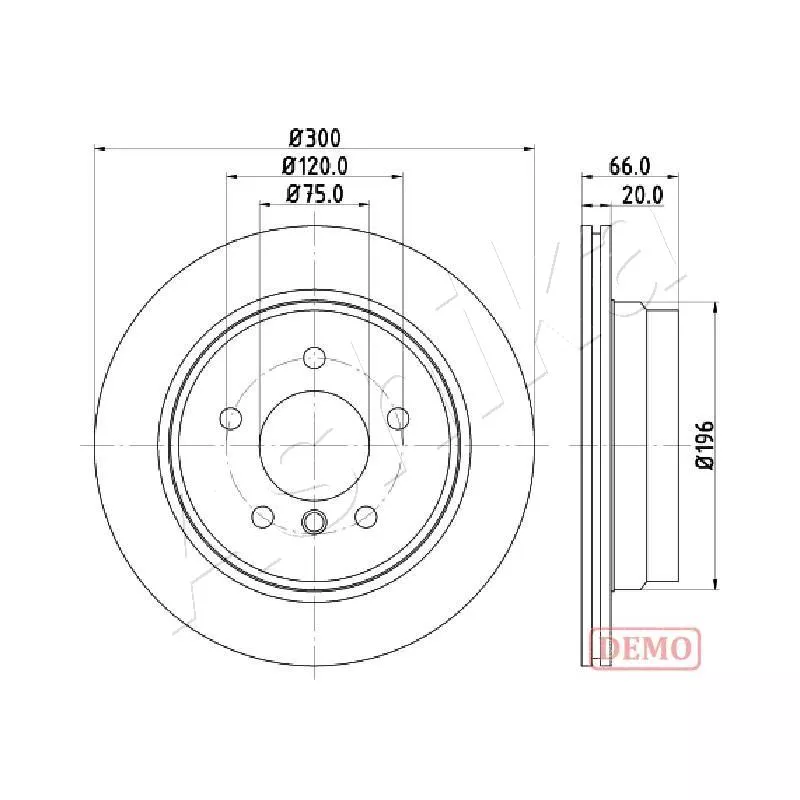 Jeu de 2 disques de frein arrière ASHIKA 61-00-0117C
