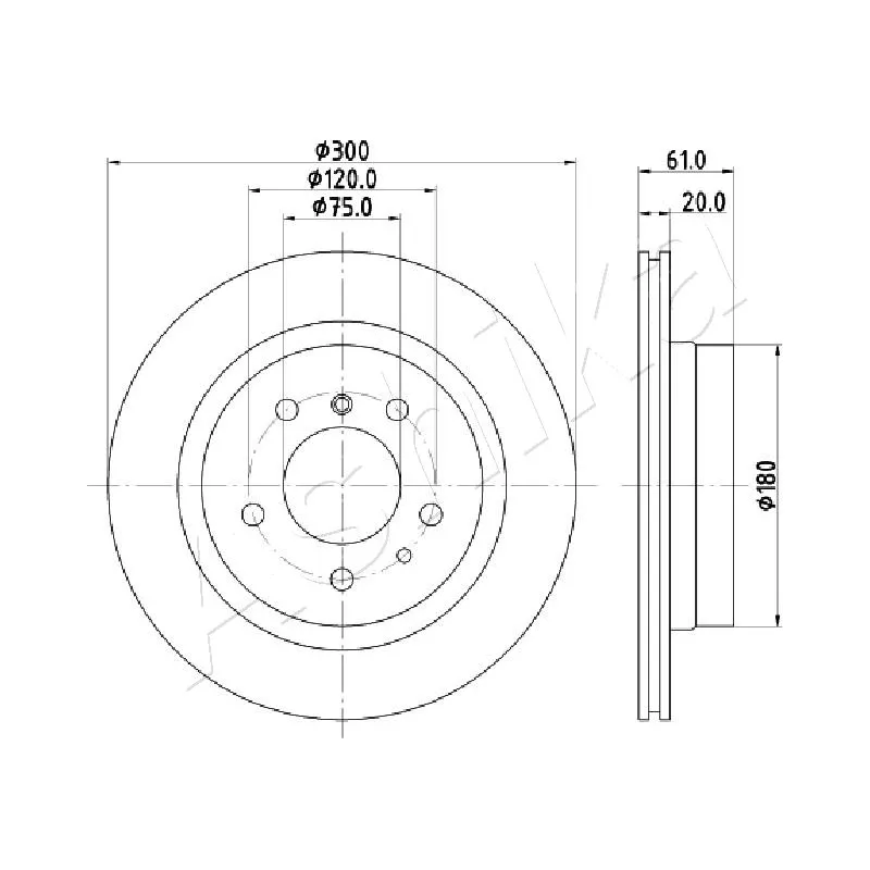 Jeu de 2 disques de frein arrière ASHIKA 61-00-0118