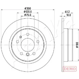 Jeu de 2 disques de frein arrière ASHIKA 61-00-0119C