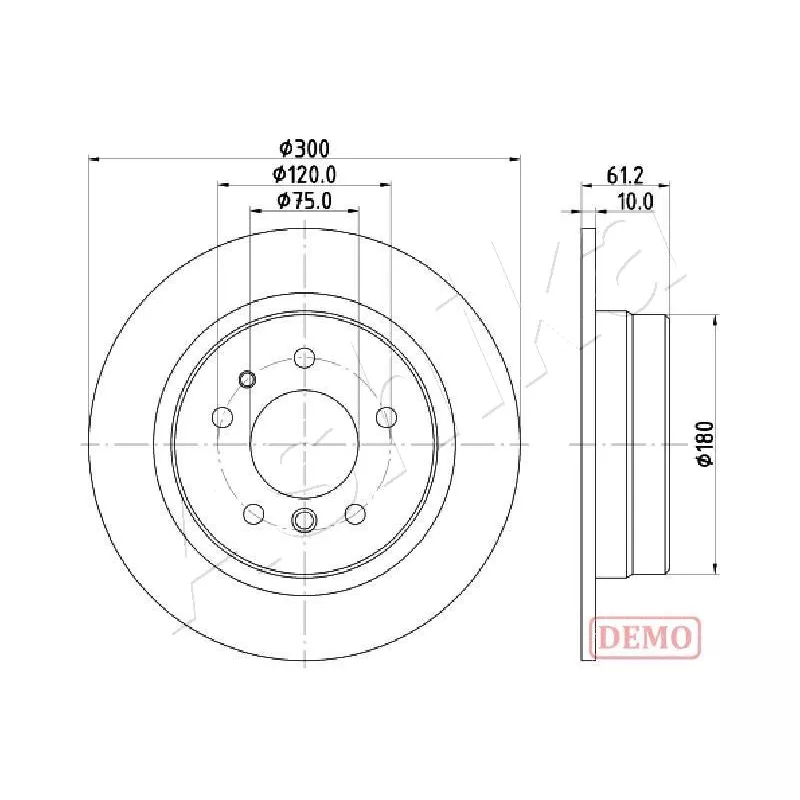 Jeu de 2 disques de frein arrière ASHIKA 61-00-0119C