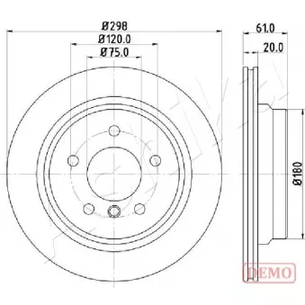 Jeu de 2 disques de frein arrière ASHIKA 61-00-0122C