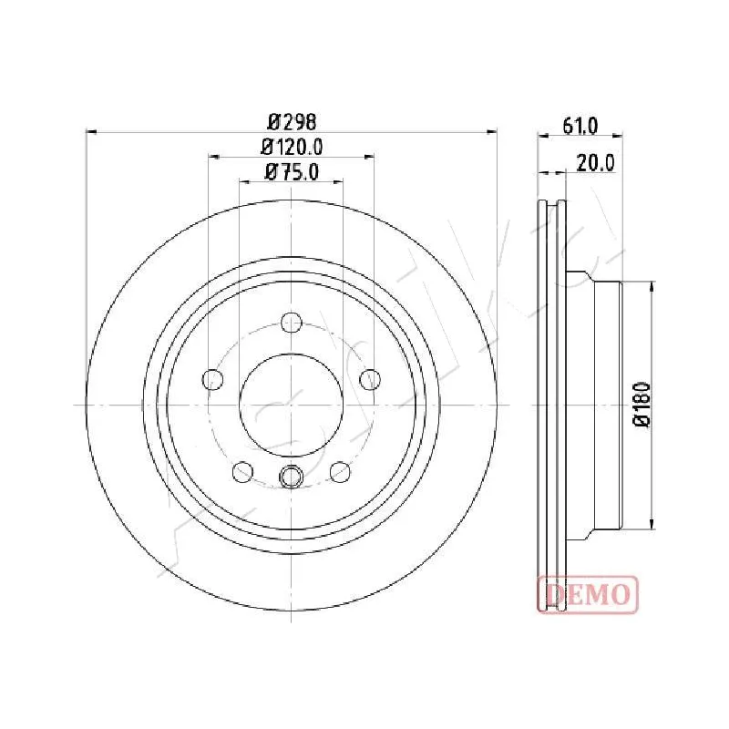 Jeu de 2 disques de frein arrière ASHIKA 61-00-0122C