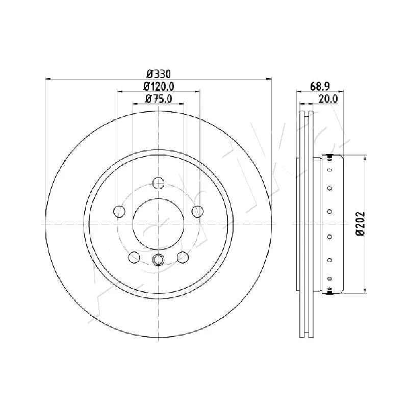 Jeu de 2 disques de frein arrière ASHIKA 61-00-0123