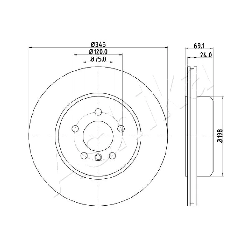 Jeu de 2 disques de frein arrière ASHIKA 61-00-0124