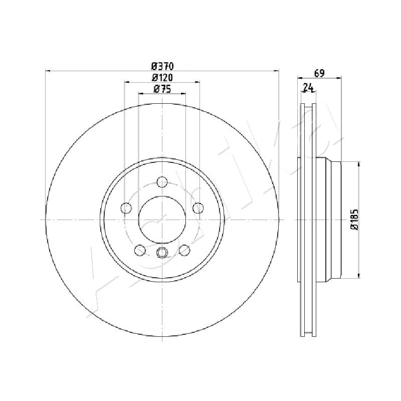 Jeu de 2 disques de frein arrière ASHIKA 61-00-0125
