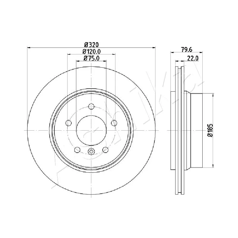 Jeu de 2 disques de frein arrière ASHIKA 61-00-0126