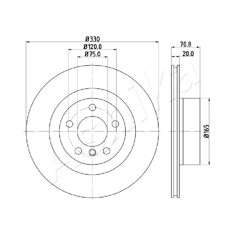 Jeu de 2 disques de frein arrière ASHIKA 61-00-0127