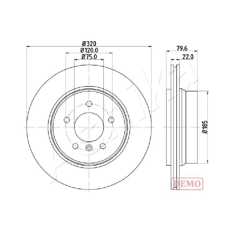 Jeu de 2 disques de frein arrière ASHIKA 61-00-0128C