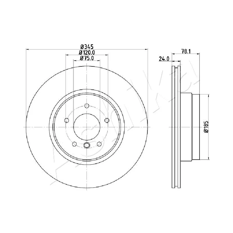 Jeu de 2 disques de frein arrière ASHIKA 61-00-0130