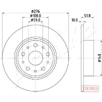 Jeu de 2 disques de frein arrière ASHIKA 61-00-0207C