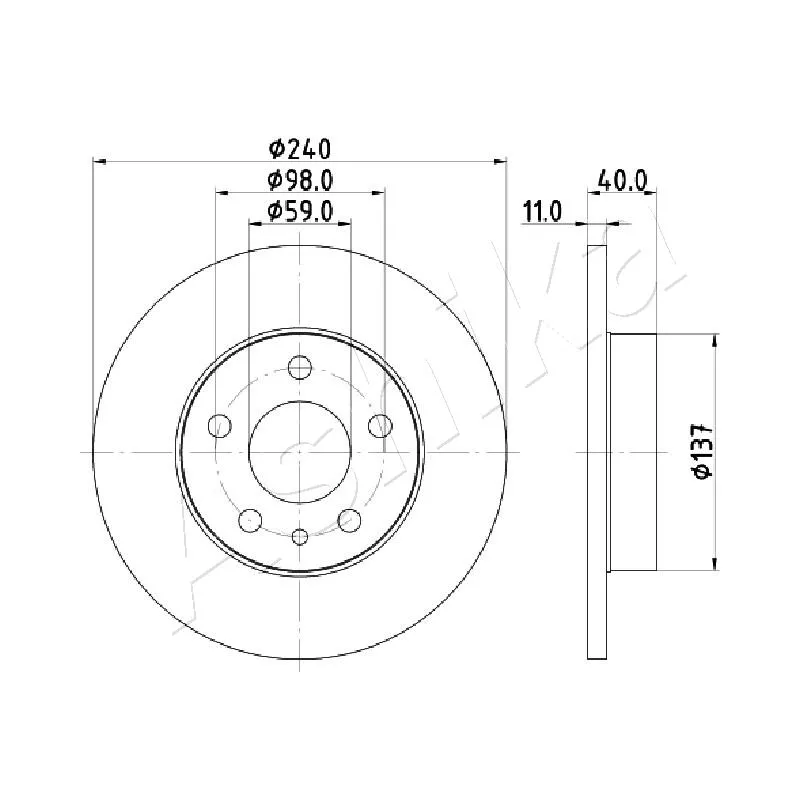 Jeu de 2 disques de frein arrière ASHIKA 61-00-0209