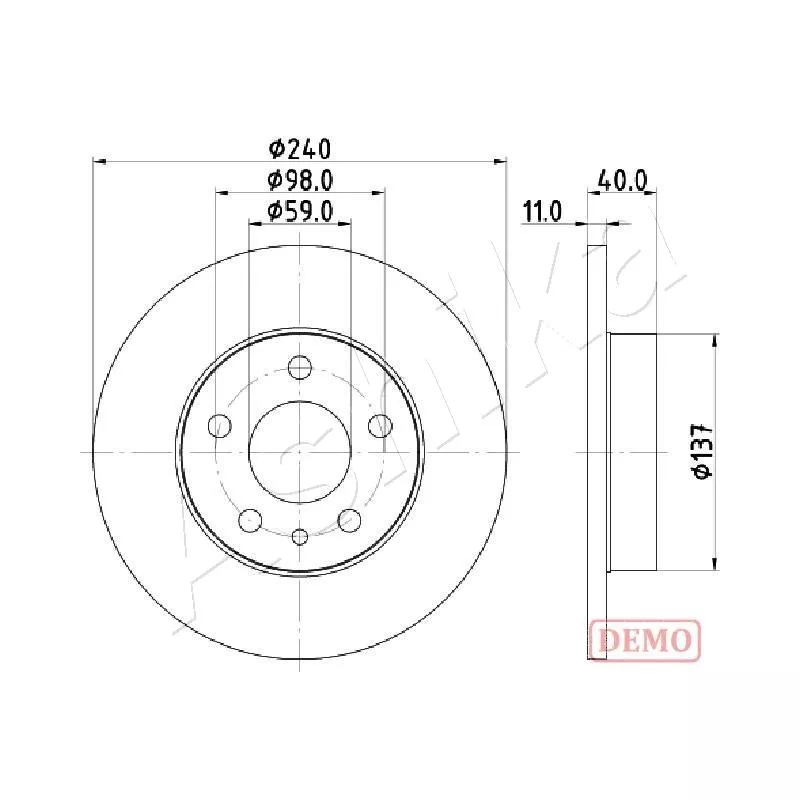 Jeu de 2 disques de frein arrière ASHIKA 61-00-0209C