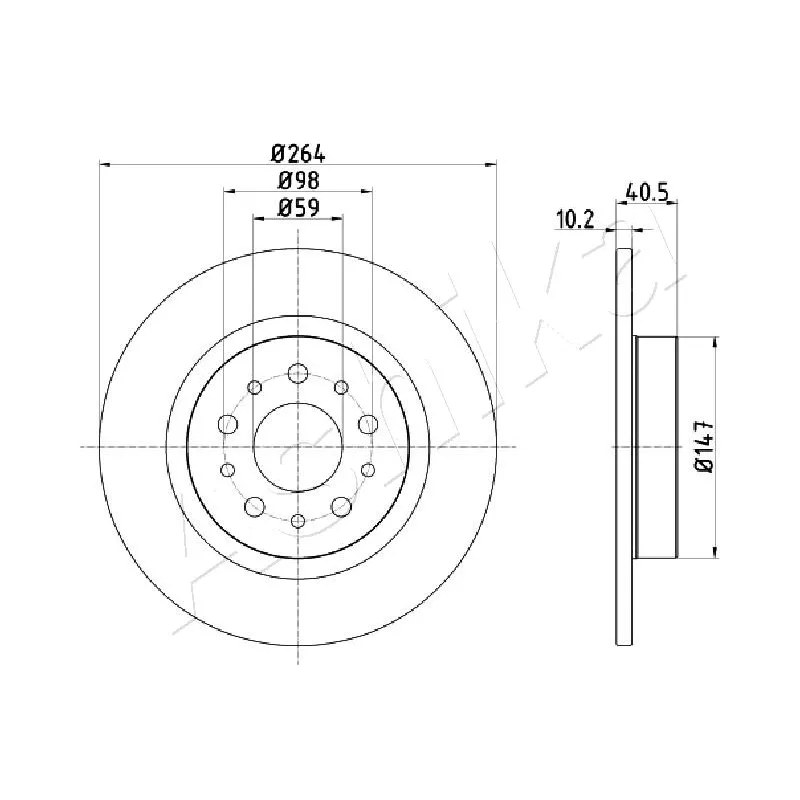 Jeu de 2 disques de frein arrière ASHIKA 61-00-0212