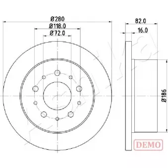 Jeu de 2 disques de frein arrière ASHIKA 61-00-0216C