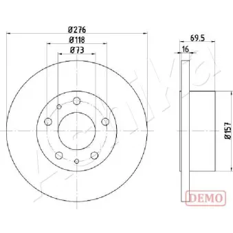 Jeu de 2 disques de frein arrière ASHIKA 61-00-0223C