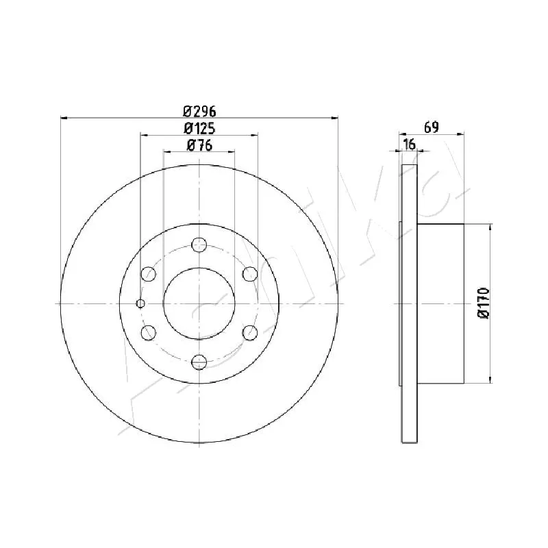 Jeu de 2 disques de frein arrière ASHIKA 61-00-0225