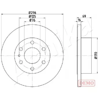 Jeu de 2 disques de frein arrière ASHIKA 61-00-0225C
