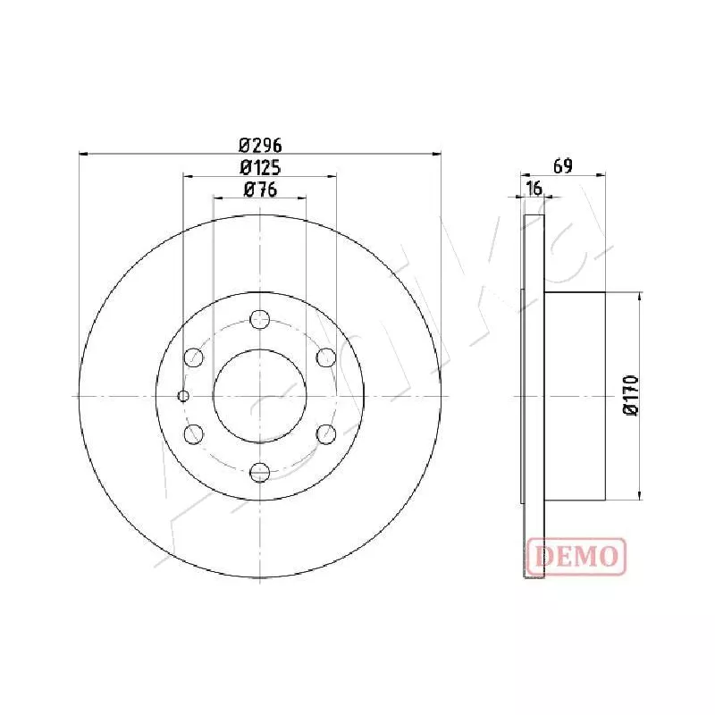 Jeu de 2 disques de frein arrière ASHIKA 61-00-0225C