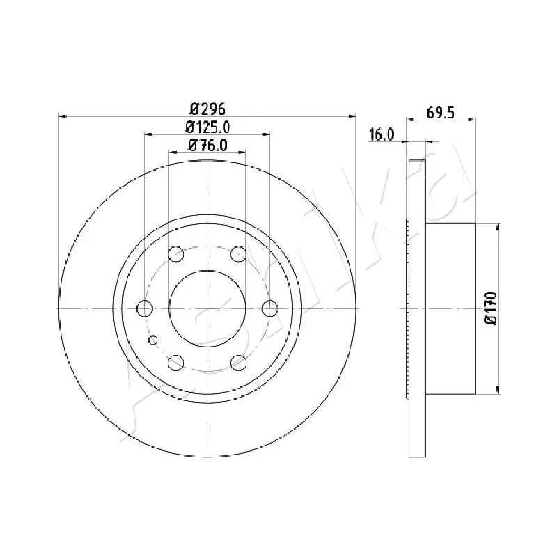 Jeu de 2 disques de frein arrière ASHIKA 61-00-0227